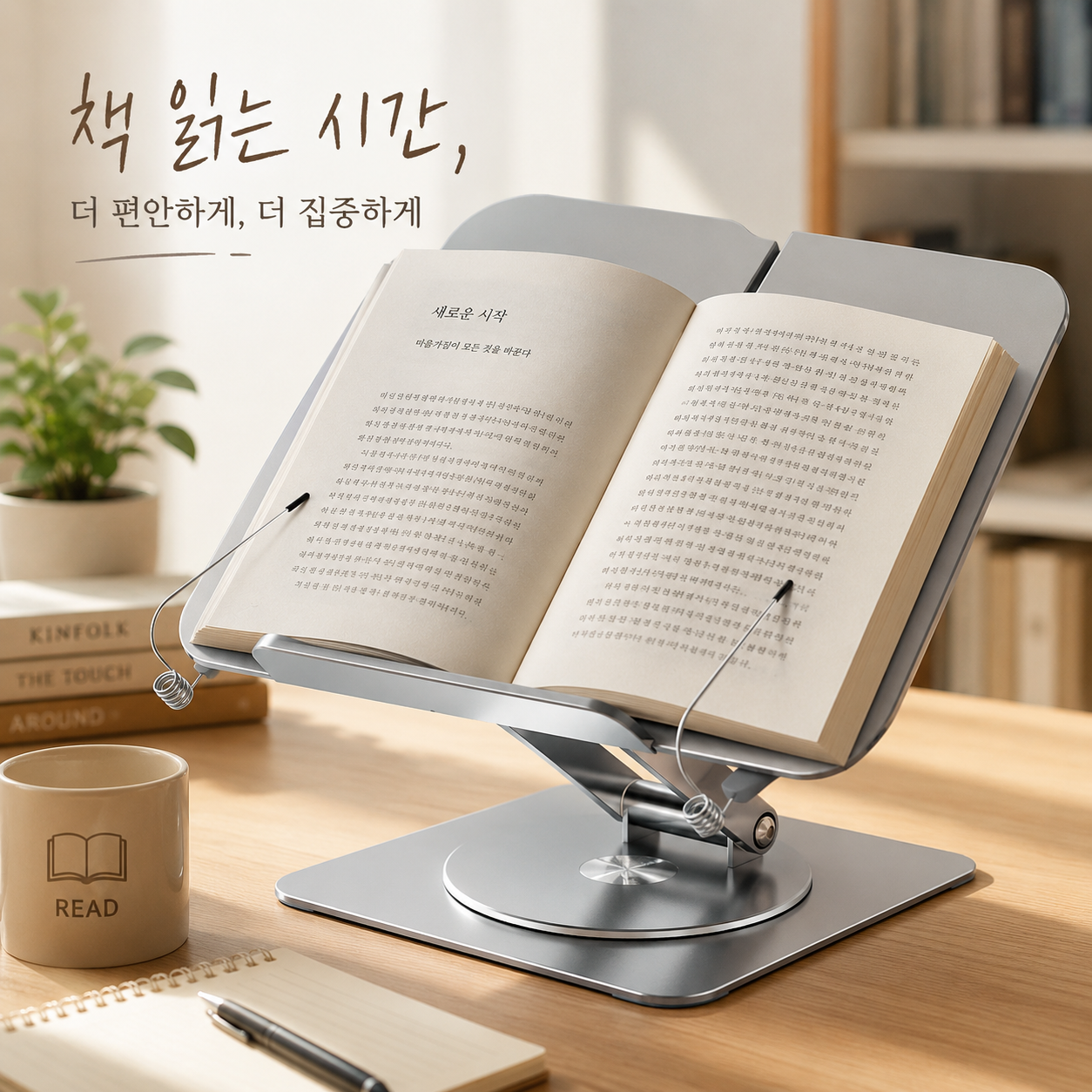 회전식 독서대 높이조절 책 받침대 북스탠드 - 상품 이미지