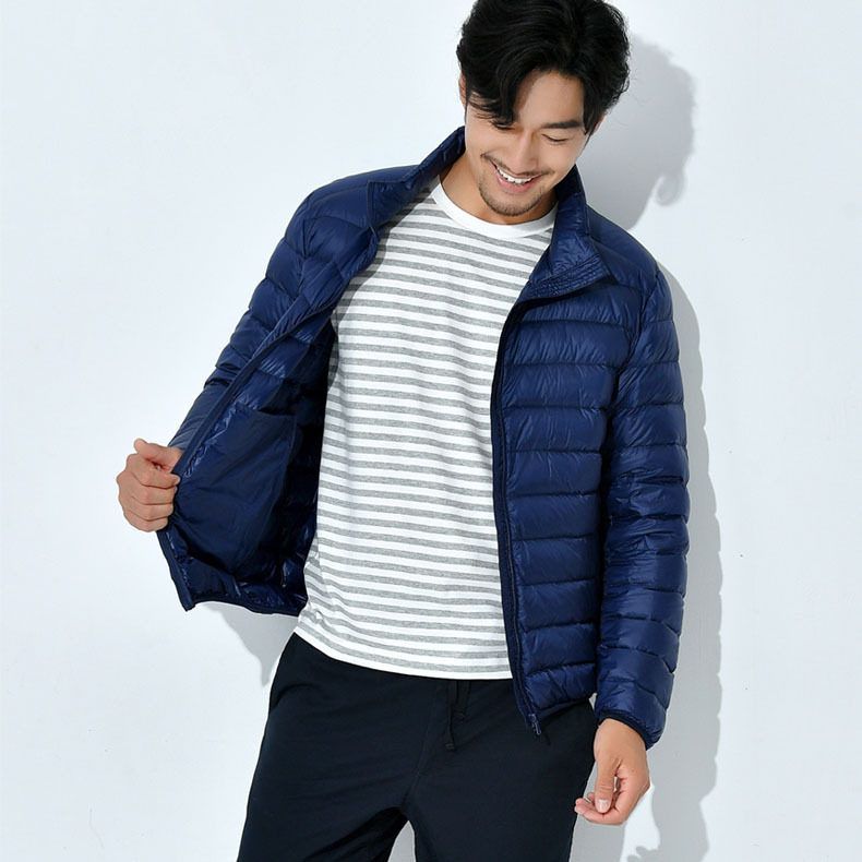 남성 경량 패딩 자켓 후드 숏패딩 오리털 보온 아우터 맨즈 스탠드 칼라(로열 블루) 3XL - 상세 이미지 3