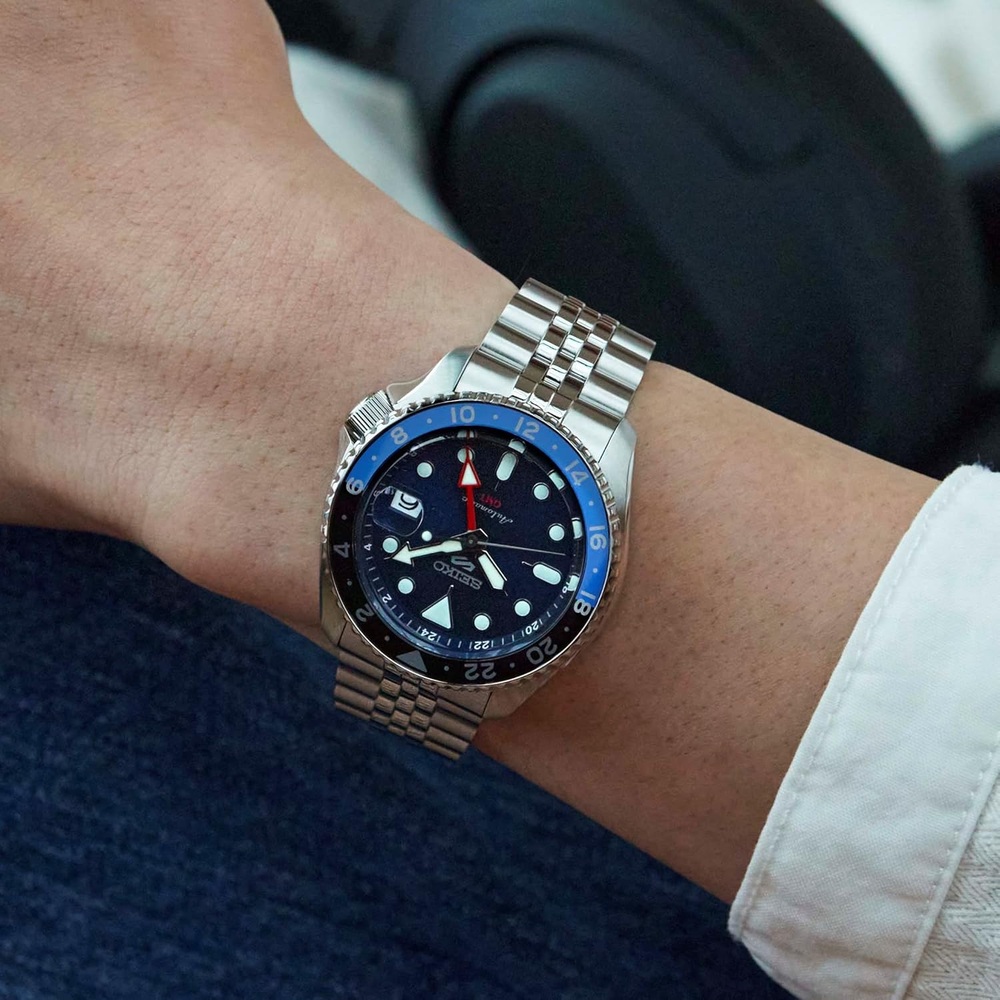 세이코 5 스포츠 SKX GMT 오토매틱 남성 메탈 손목 시계 블루 SBSC003 - 상세 이미지 3