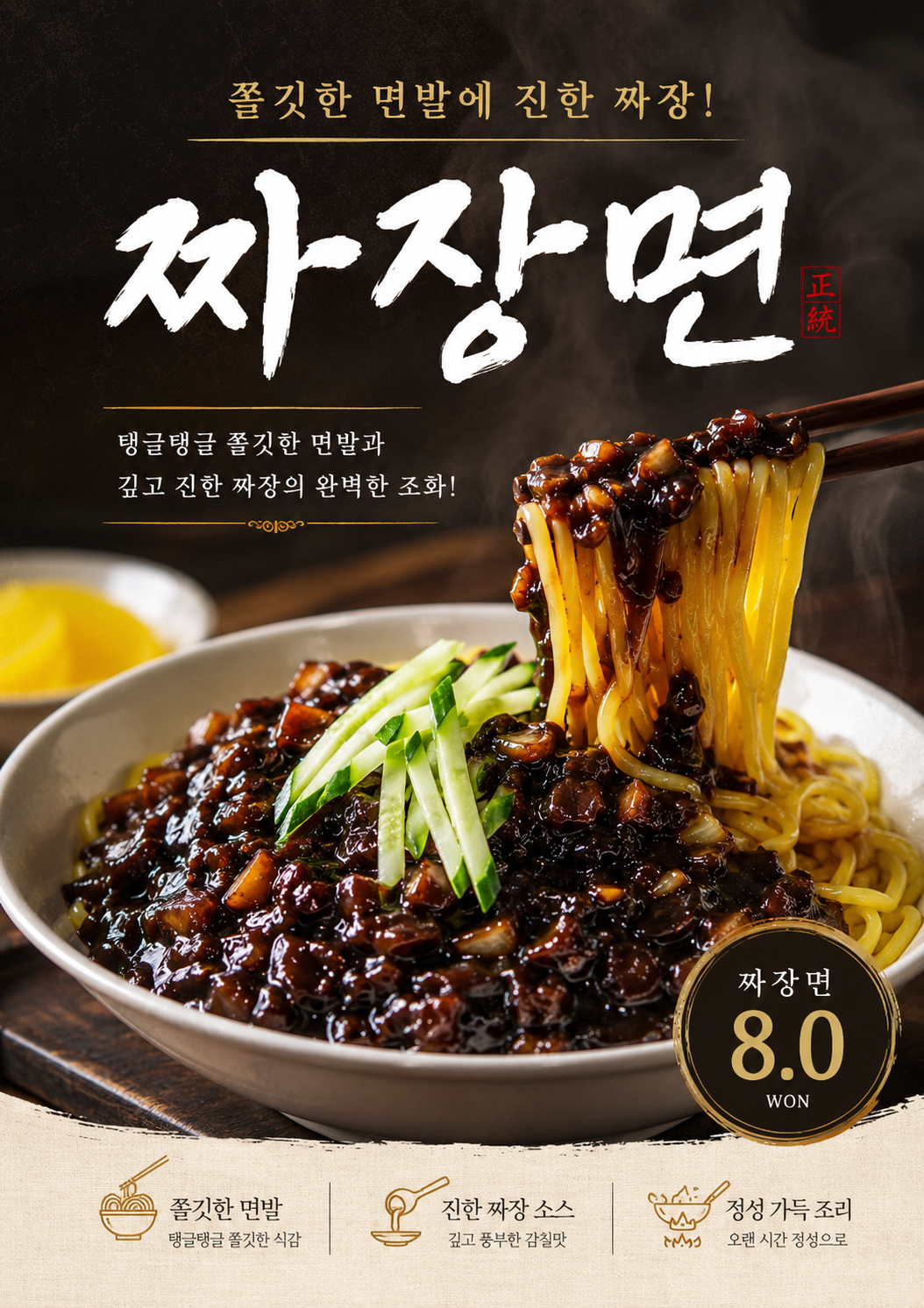짜장면 포스터 제작 메뉴 인쇄 디자인 식당 B 반광택 인화지 235g A3 - 상세 이미지 2