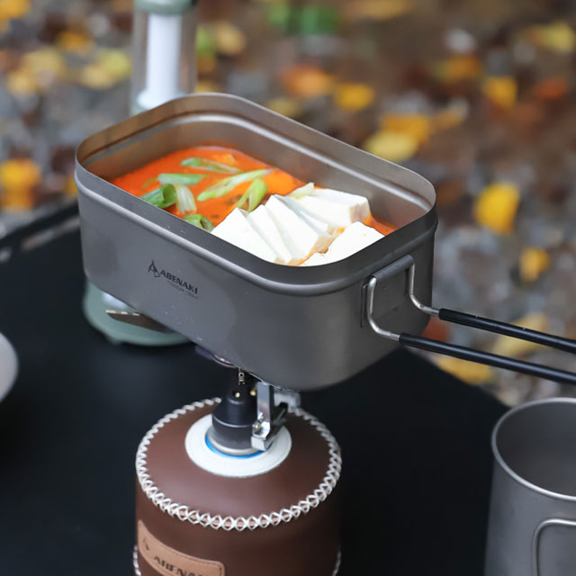 아베나키 티타늄 사각반합 찜기세트 1200ml 백패킹 코펠 초경량 이미지 6