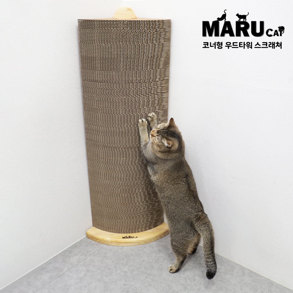 [리필용] 마루캣 초대형 고양이 수직 스크래쳐 우드 코너형 리필, 100cm - 상품 이미지
