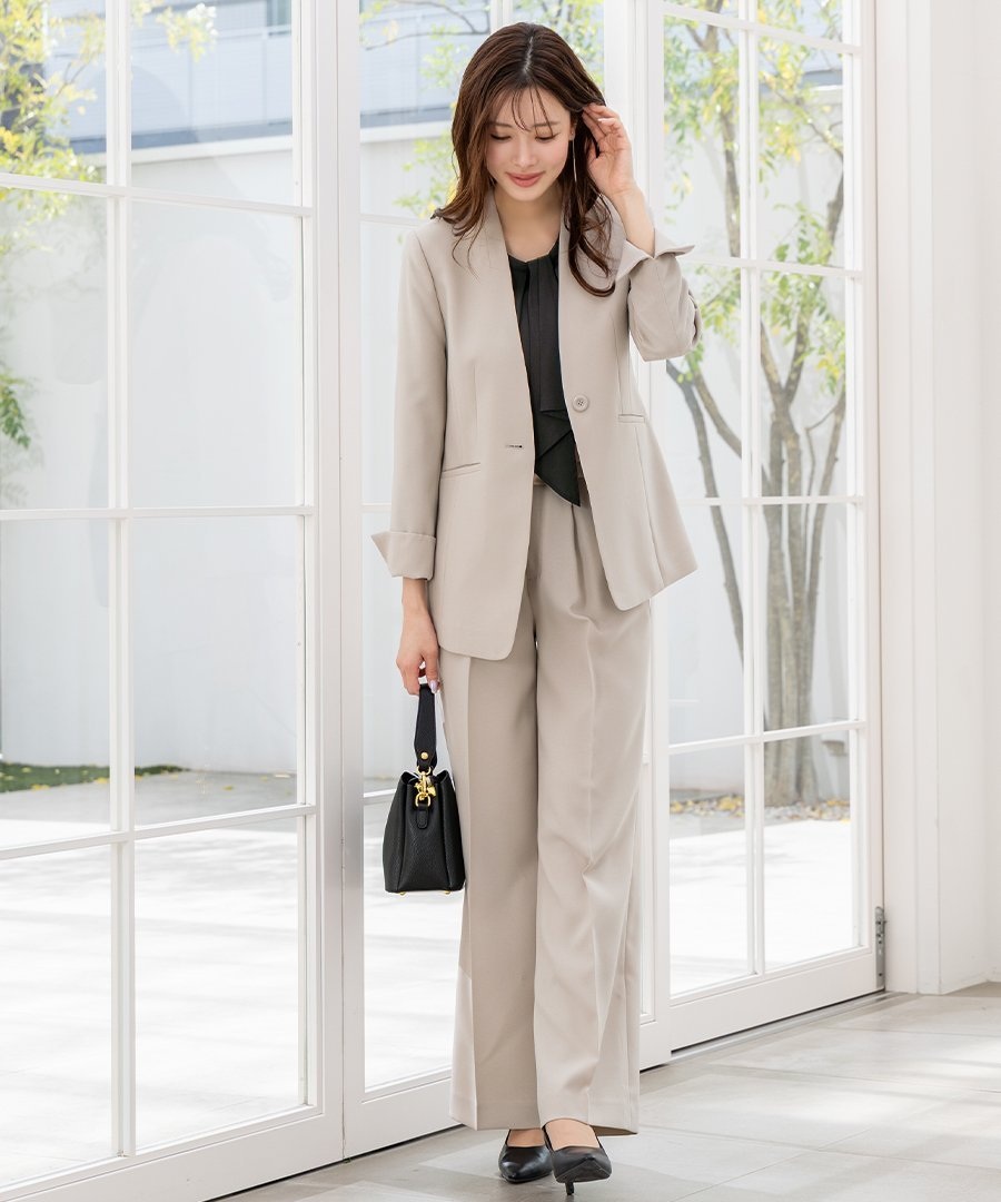 AddRouge 여성 노카라 재킷 와이드팬츠 정장세트 셋업 오피스룩 비즈니스정장 - 상세 이미지 2