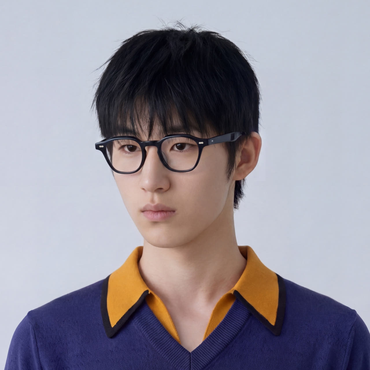 금자안경 KA41 KC60N 블랙 투명 남자 셀룰로이드 가벼운 뿔테 가네코옵티컬 콜라보 - 상품 이미지