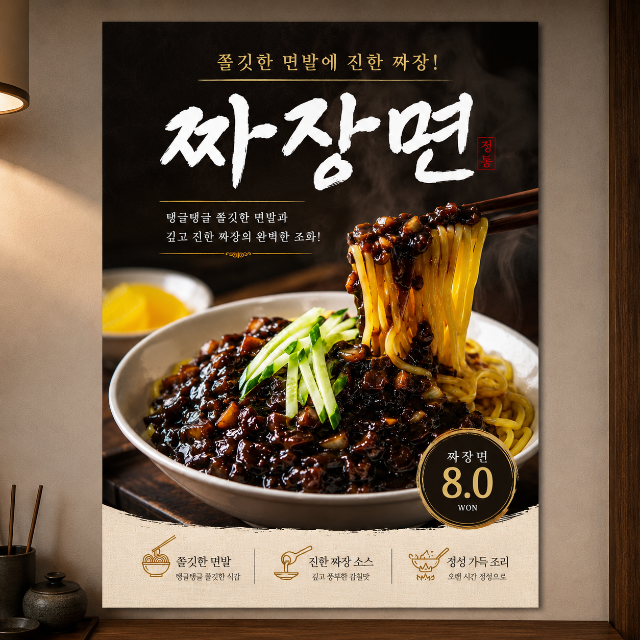 짜장면 포스터 제작 메뉴 인쇄 디자인 식당 B 반광택 인화지 235g A3 - 상품 이미지