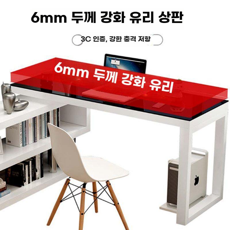 코너 책상 L형 컴퓨터 홈오피스 코너형 작업 데스크 흰색 1m 테이블 + 0.6m 책장 - 상세 이미지 5