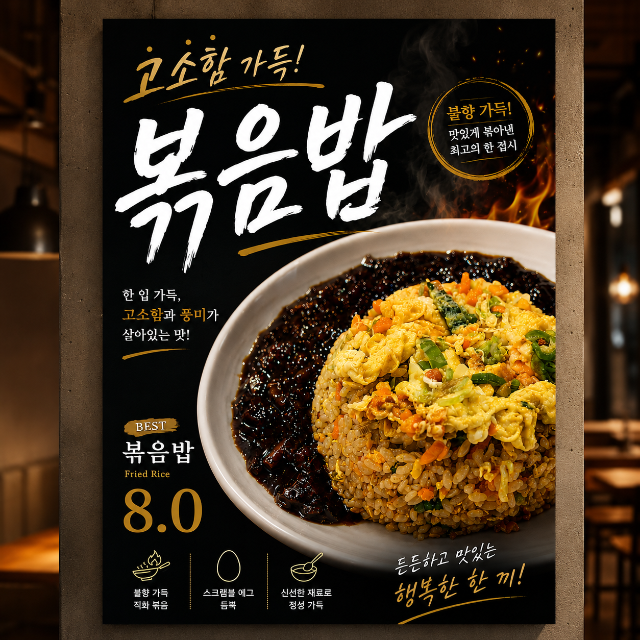 볶음밥 포스터 제작 메뉴 인쇄 디자인 식당 B 반광택 인화지 235g A3 - 상품 이미지