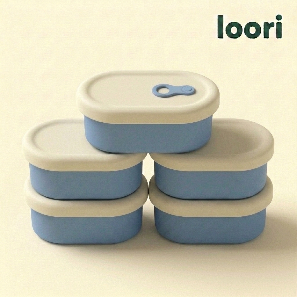 국산 실리콘 밥팩 밀폐 냉동밥보관 반찬통 스팀홀 소분 용기 350ml, 블루, 5개 - 상품 이미지