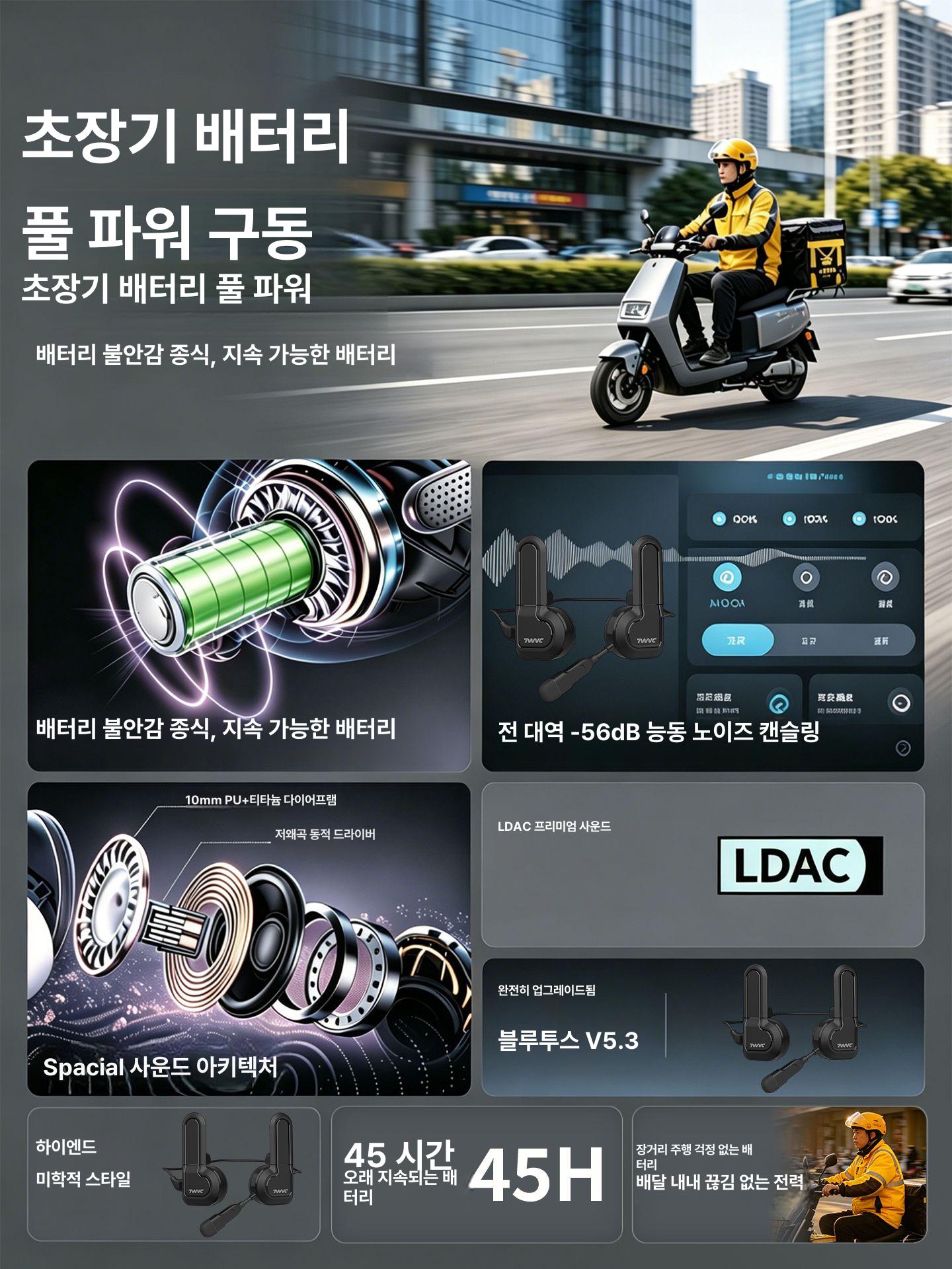 헬멧 블루투스 헤드셋 오토바이 무선 이어폰 X2-C (여름 헬멧 전용) 소형 클립 베이스 - 상세 이미지 2