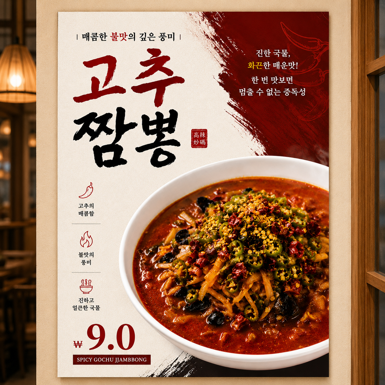 고추짬뽕 포스터 제작 메뉴 인쇄 디자인 식당 B 반광택 인화지 235g A3 - 상품 이미지