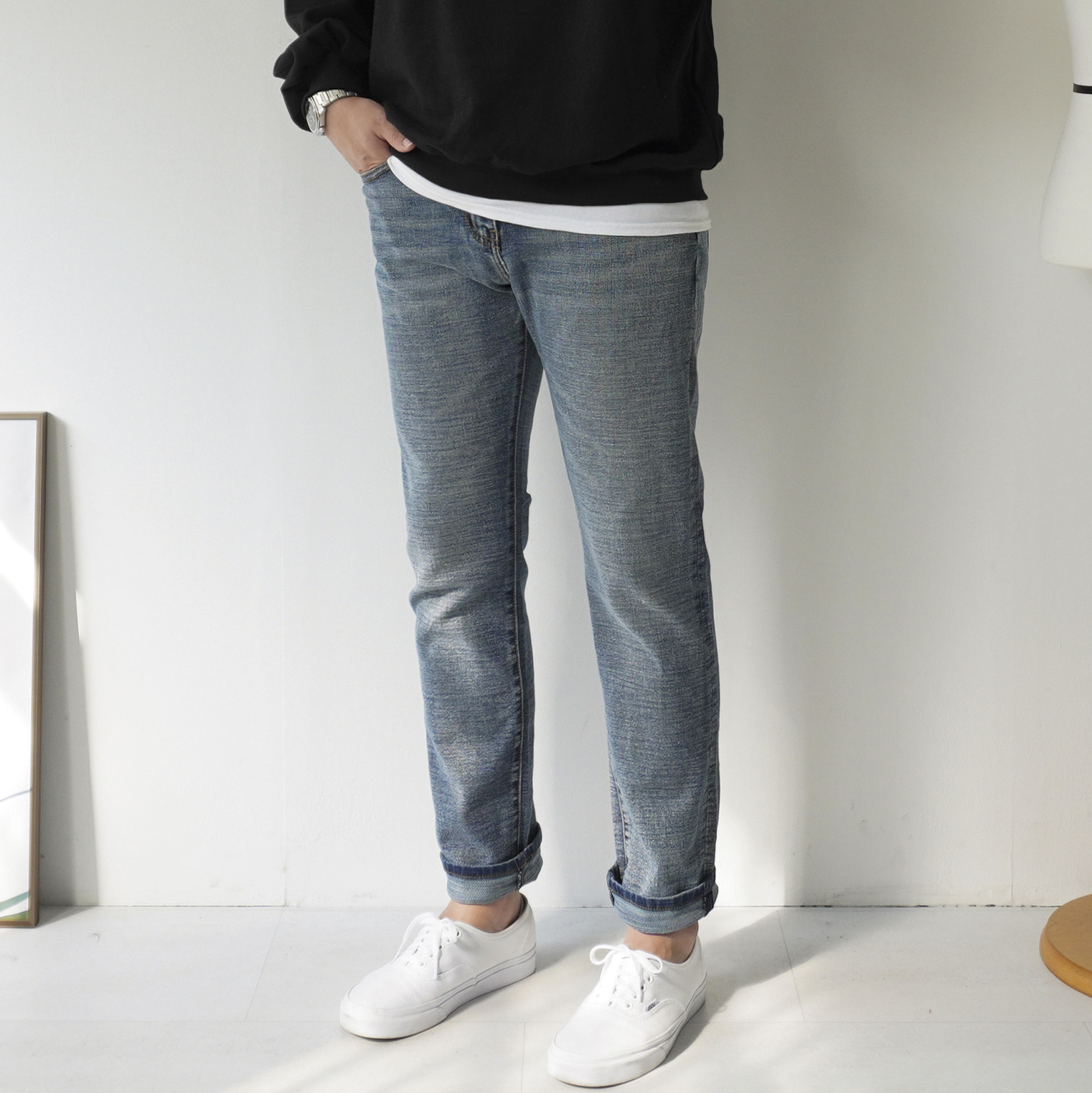 [SALE] 남자 10부 시크릿 밴딩 스판 데일리 청바지 - 상세 이미지 5