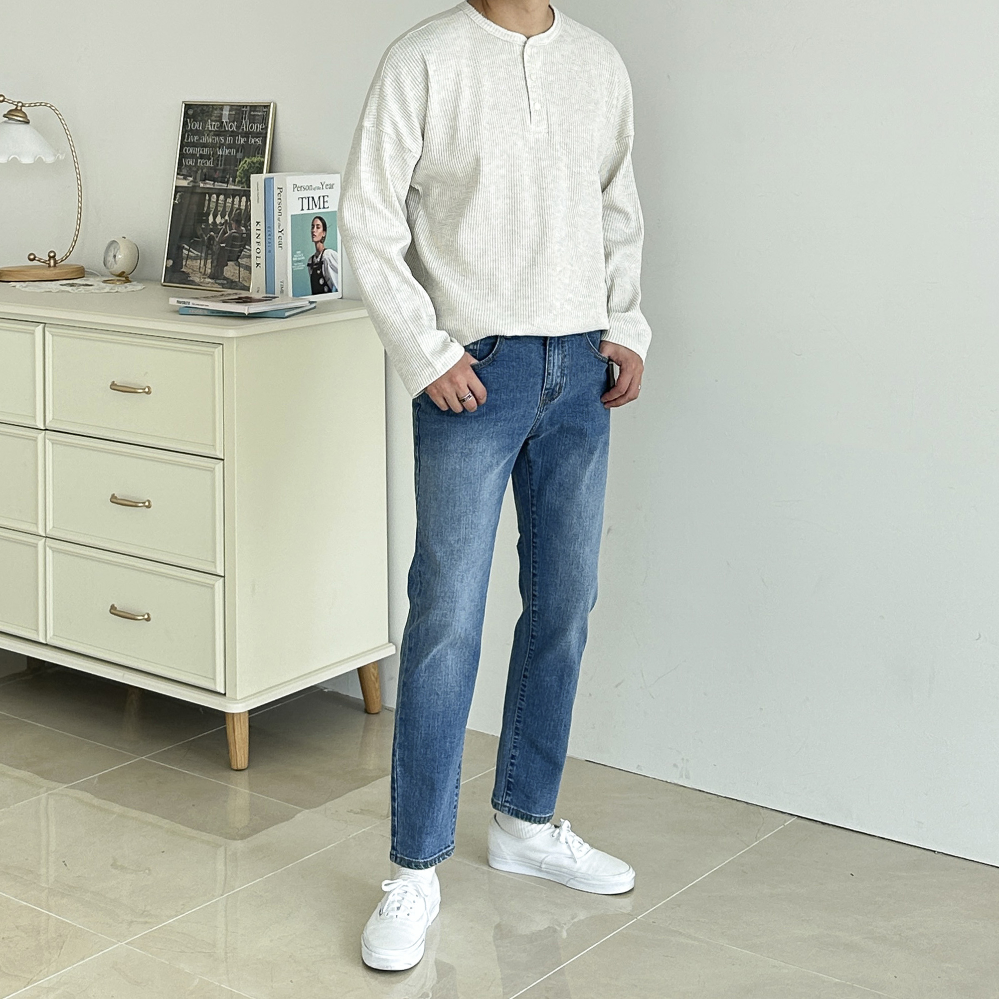 남자 9부 시크릿 밴딩 스판 데일리 청바지 연청 중청 진청 블랙 데님 기모 버전 추가 - 상세 이미지 4