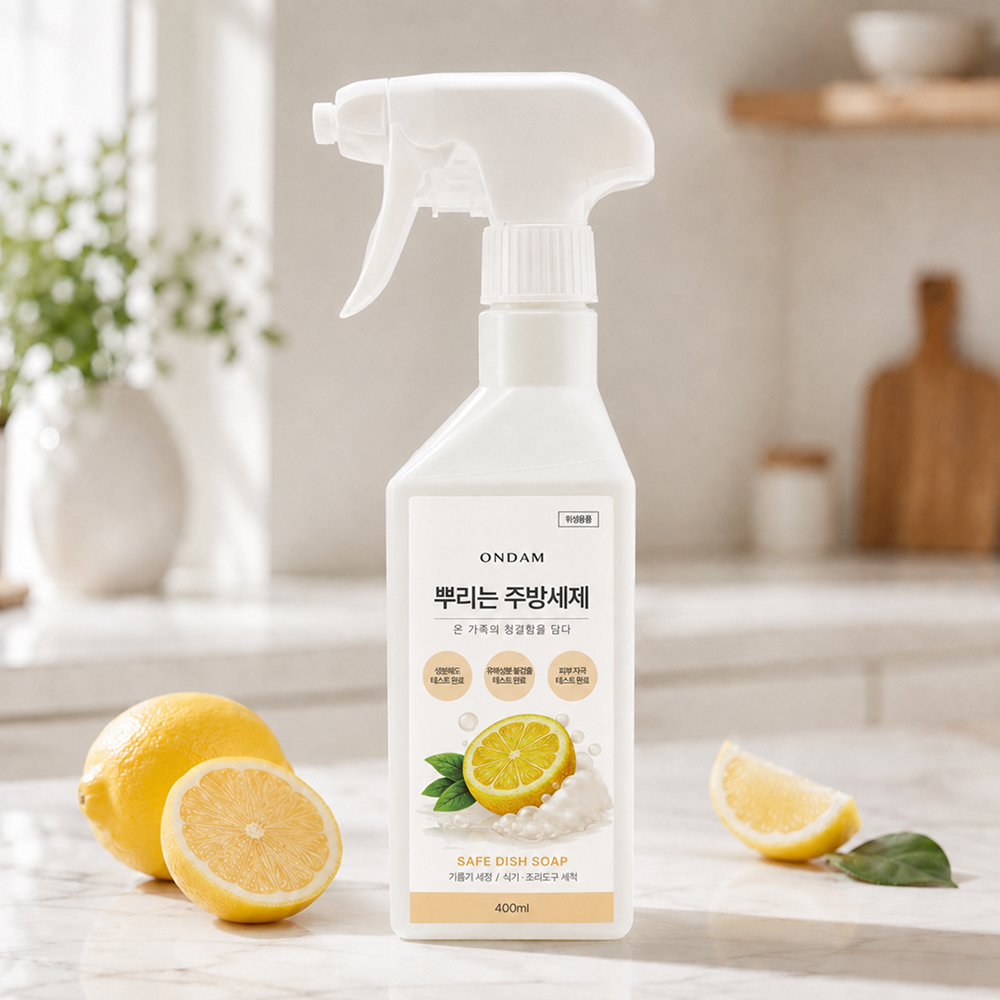 온담 뿌리는 주방세제 분사형 스프레이 설거지세제 기름때 제거 자연유래 400ml - 상품 이미지