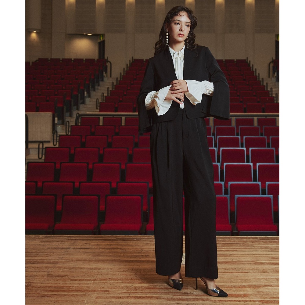 Callarus 여성 노카라 슬릿 자켓 와이드 팬츠 정장 세트 하객룩 졸업식 입학식 수트 이미지 7
