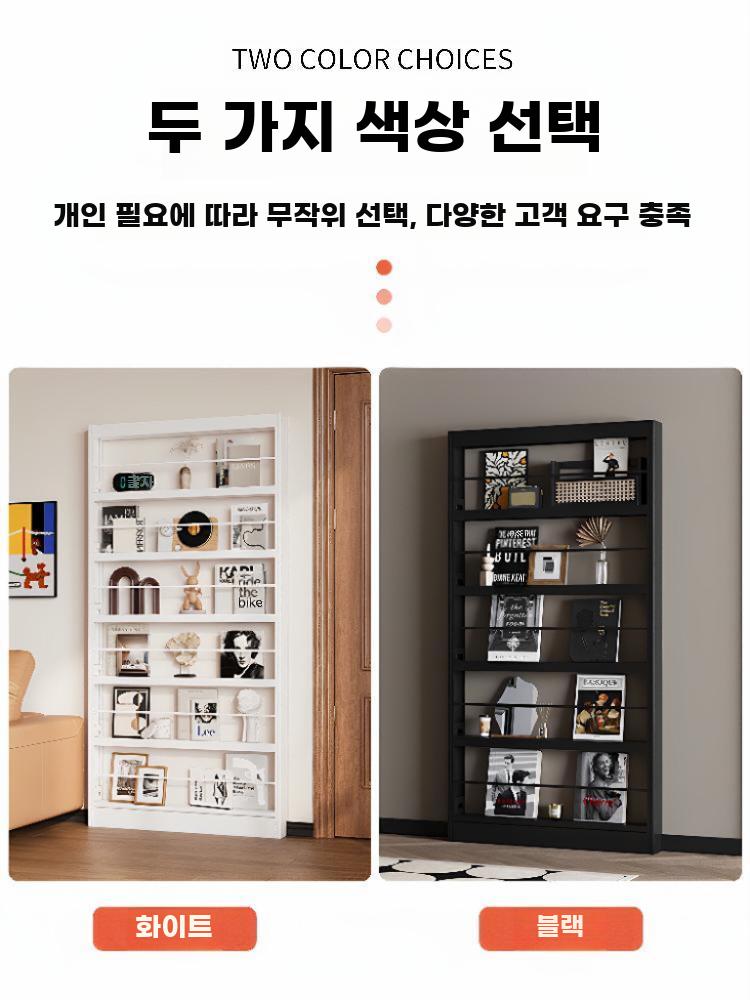 문뒤책장 진열대 스탠드 전면 오픈형 슬림 벽 다용도 좁은 180x60x10CM - 상세 이미지 4