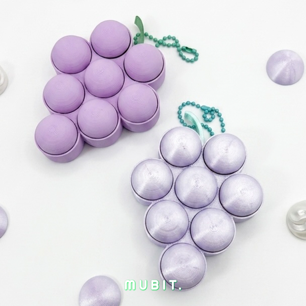 포도 클리커 키링 키캡키링 딸깍이 3D프린팅 과일 열쇠고리 컬러 2종 축 8개 선택 - 상품 이미지