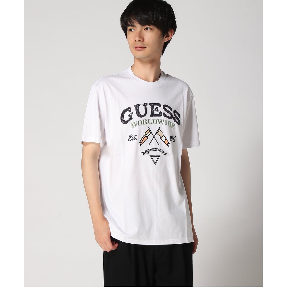 GUESS 게스 남성 그래픽 자수 로고 반팔 티셔츠 코튼 100 캐주얼 티 - 상세 이미지 2