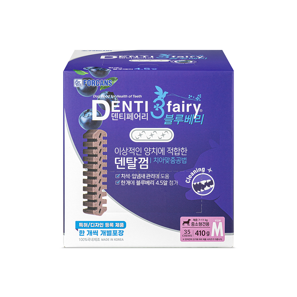 포켄스 덴티페어리 블루베리 디스펜서 덴탈껌 M, 410g, 1개 - 상품 이미지
