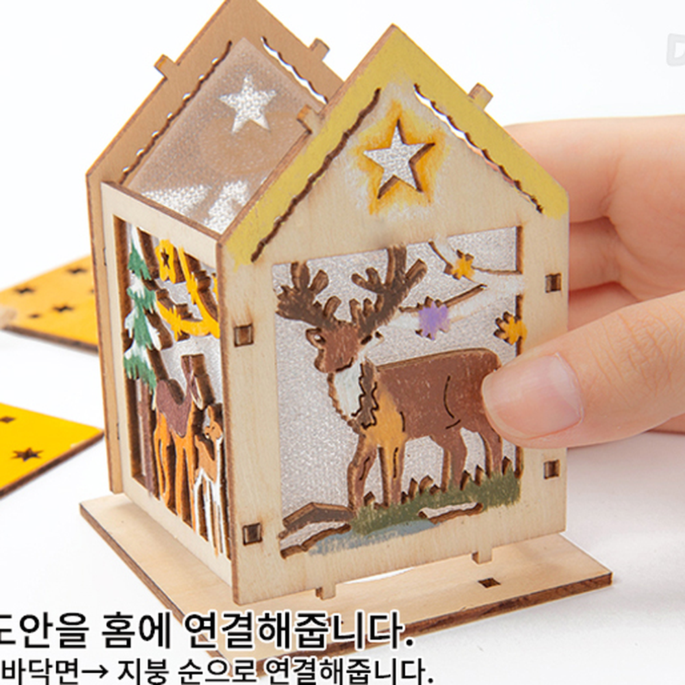 산타미니하우스 크리스마스디자인 미니어처집만들기 조립조명등키트 - 상세 이미지 4