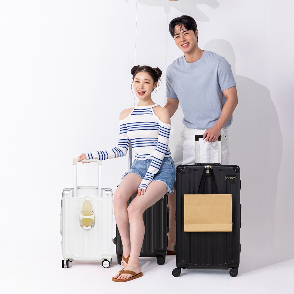 고급 바퀴 튼튼한 폴리카보네이트 캐리어 기내용 화물용 대형 가벼운 PC캐리어 블랙 - 상세 이미지 4