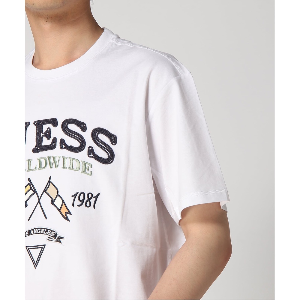 GUESS 게스 남성 그래픽 자수 로고 반팔 티셔츠 코튼 100 캐주얼 티 이미지 6