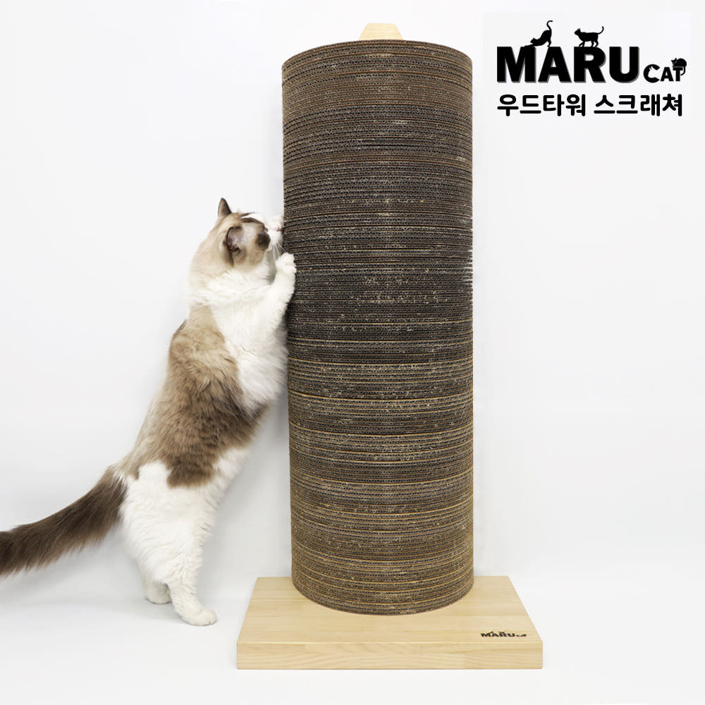 [리필용] 마루캣 초대형 고양이 수직 스크래쳐 우드 반원형 리필, 100cm - 상품 이미지