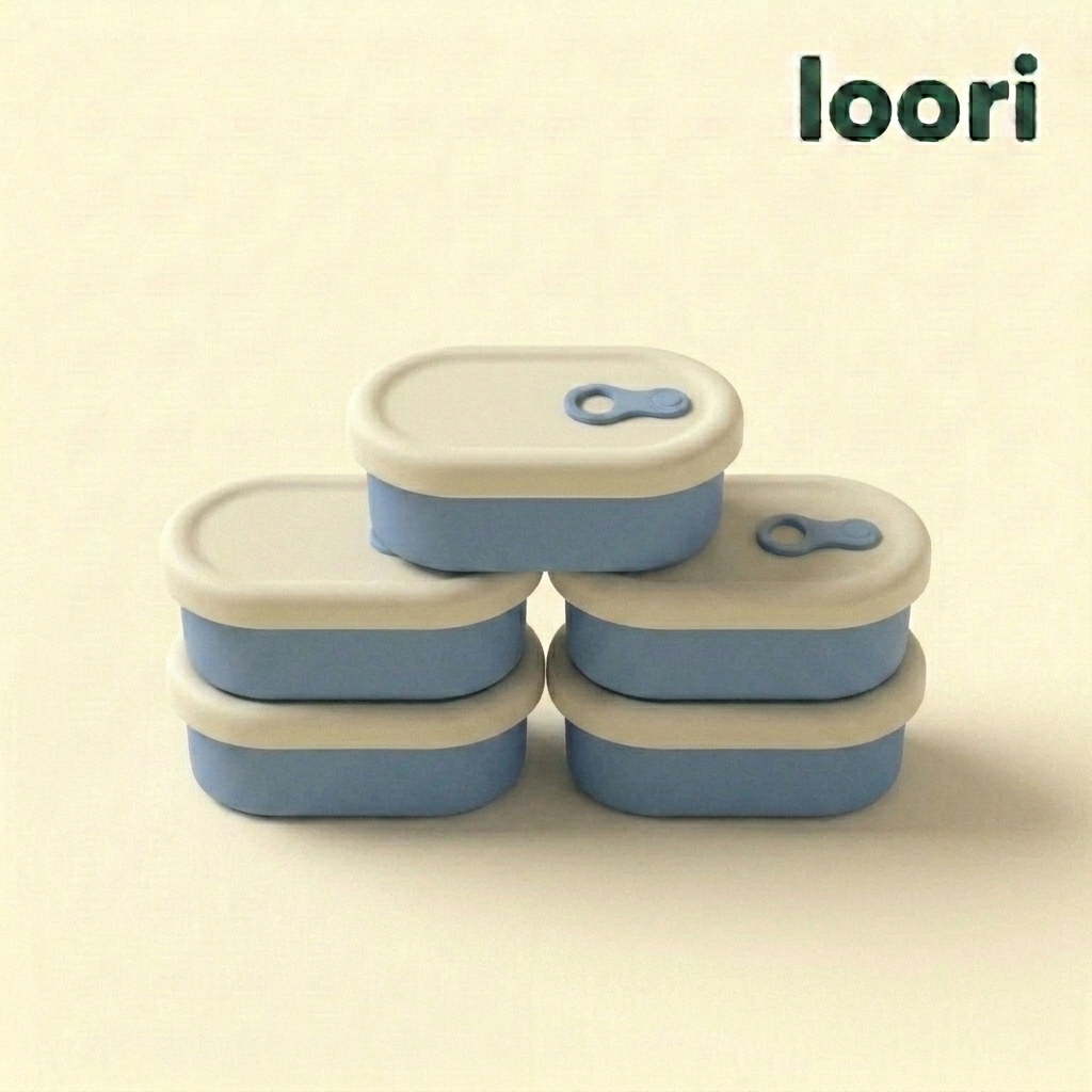 국산 실리콘 밥팩 밀폐 냉동밥보관 반찬통 스팀홀 소분 용기 200ml, 블루, 5개 - 상품 이미지