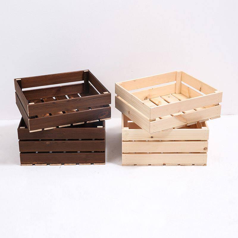 원목 박스 사과상자 인테리어 수납함 카보나이즈드 방부 우드 2단 30x20x13cm - 상품 이미지