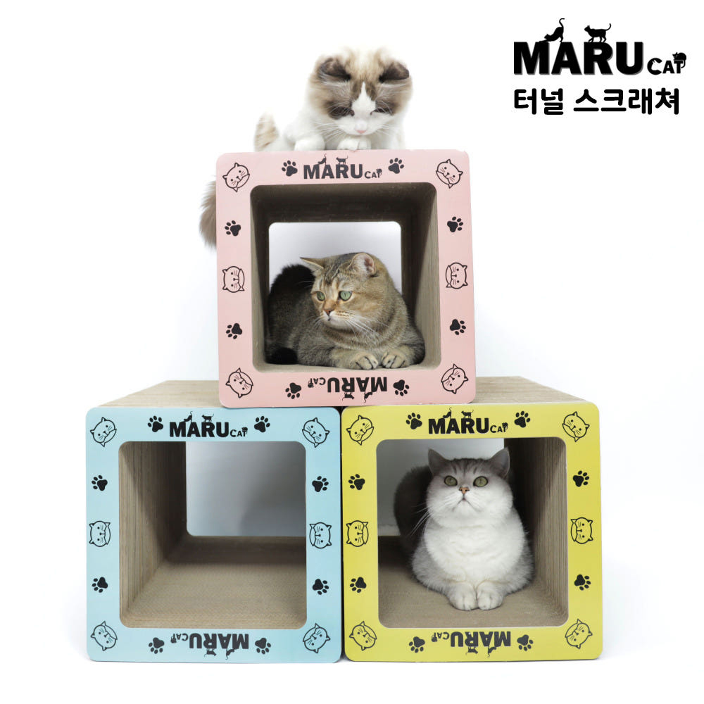 [국내제작] 마루캣 고양이 스크래쳐 터널 숨숨집 대형 색상 랜덤, 2개 - 상품 이미지