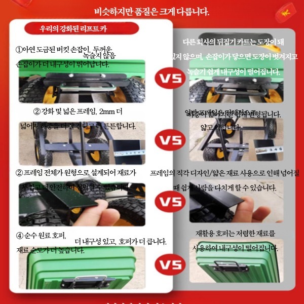 농업용 농사용 사륜 수레 손수레 플라스틱 카트 덤프 - 상세 이미지 3