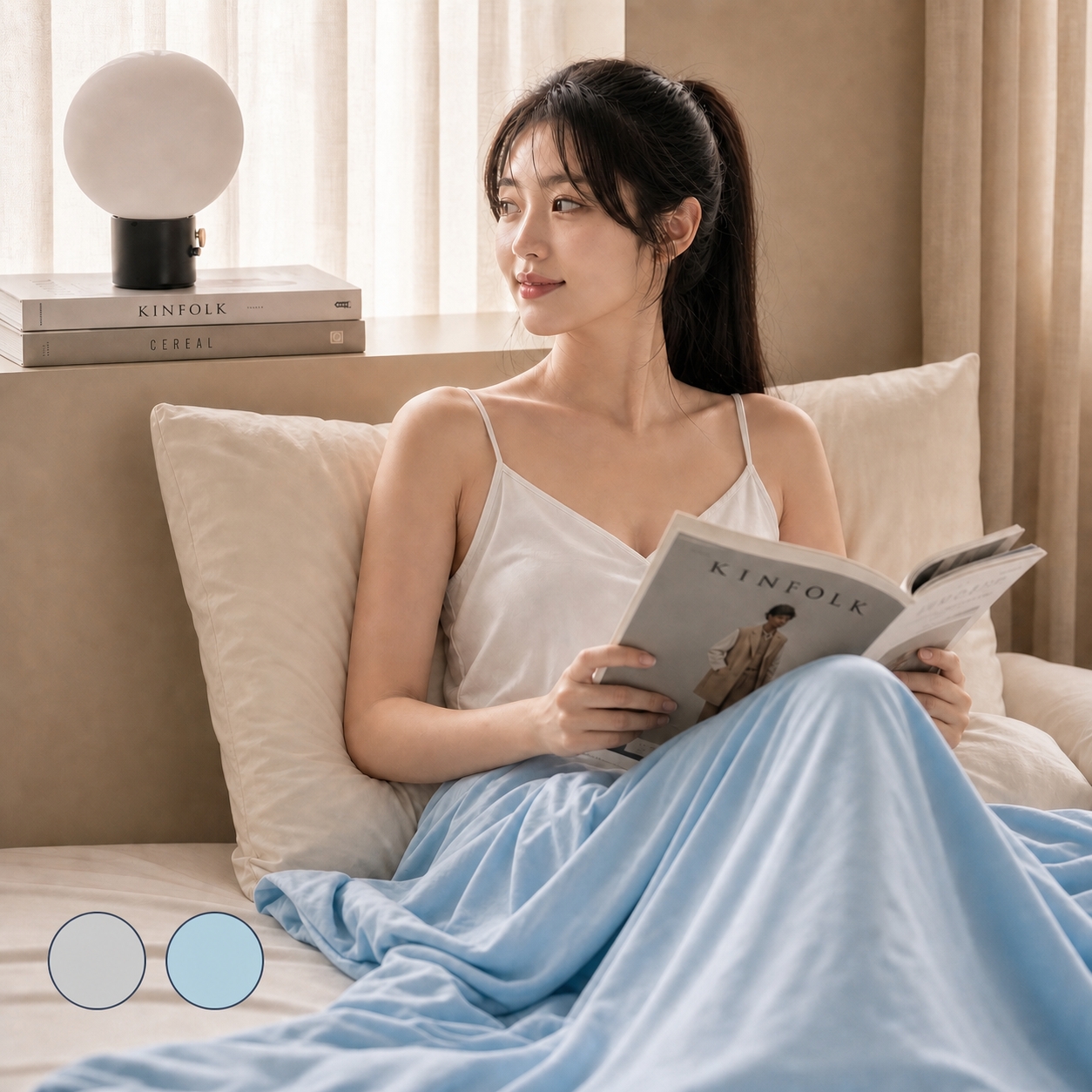 프리미엄 먼지없는 여름이불 시원한 냉감차렵이불 부드러운 침대 - 상품 이미지