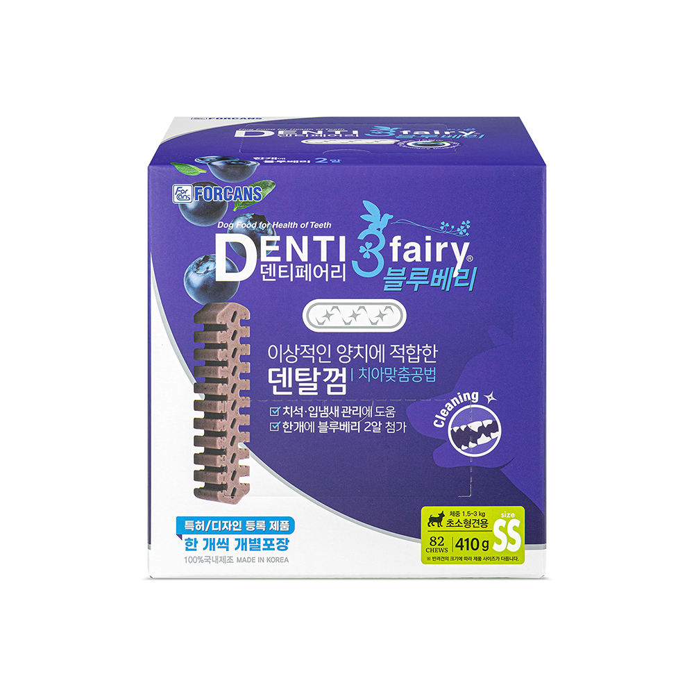 포켄스 덴티페어리 블루베리 디스펜서 덴탈껌 SS, 410g, 1개 - 상품 이미지
