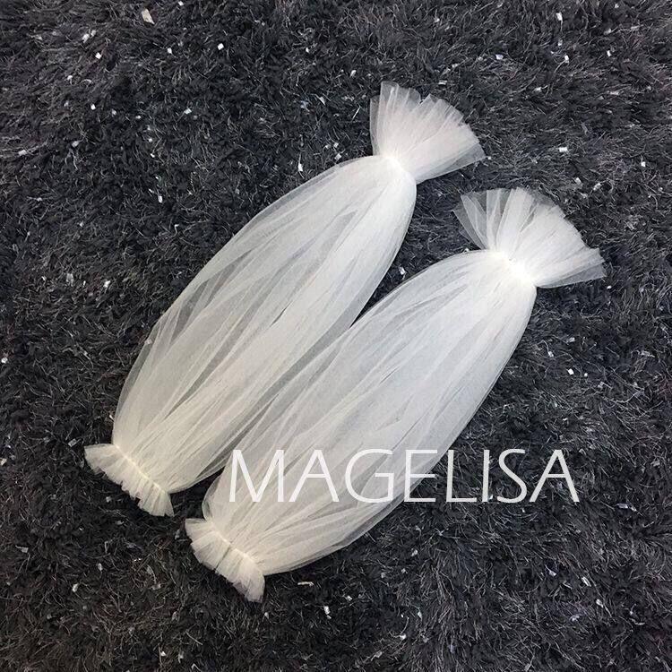 일본식 자외선 차단 운전 여성 신부 웨딩 토시 팔 럭셔리 메쉬타입 레이스 암슬리브 화이트 (퍼프 소매) - 상세 이미지 2