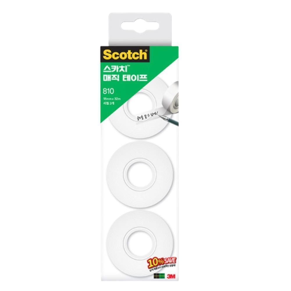 글씨 써지는 필기가능 테이프 반투명 리필 18mm x 32m, 3개
