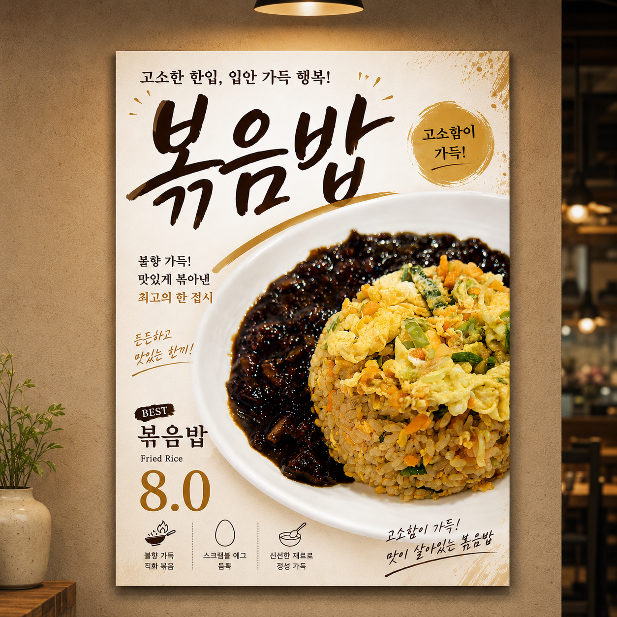 볶음밥 포스터 제작 메뉴 인쇄 디자인 식당 A 반광택 인화지 235g A3 - 상품 이미지