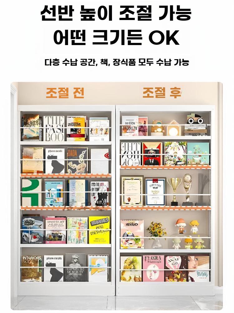 문뒤책장 진열대 스탠드 전면 오픈형 슬림 벽 다용도 좁은 180x60x10CM - 상세 이미지 5