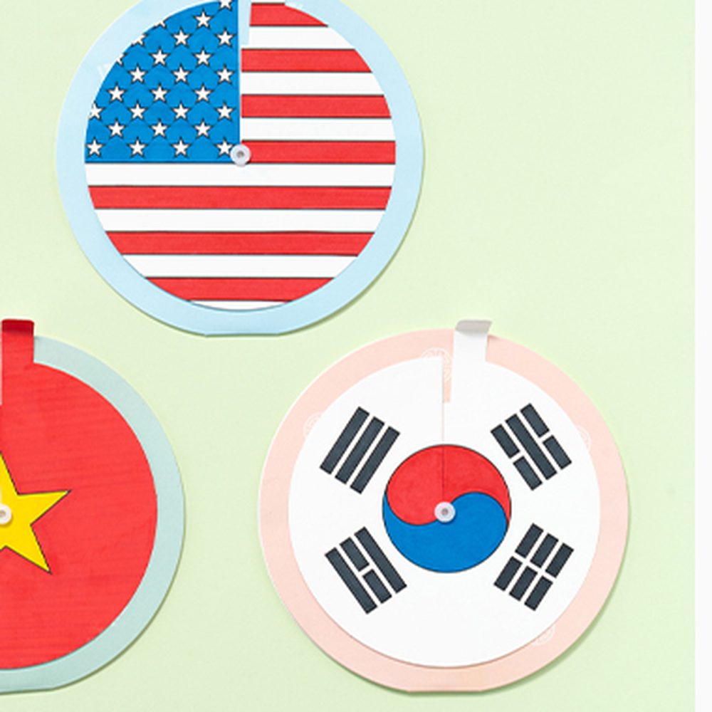 회전색칠판 나라국기맞추기퍼즐 랜드마크색칠도안 세계문화의날미술교구 5종 - 상세 이미지 2