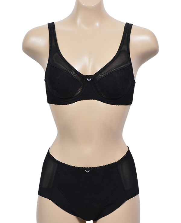 이드로 국내생산 여성 망사 런닝형 가슴큰 C컵 메쉬 브라 햄라인 팬티 세트 - 상품 이미지