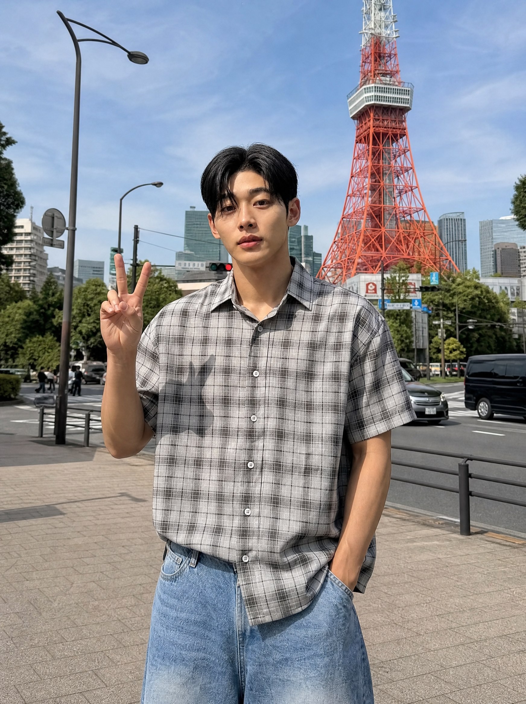 시어서커셔츠 남자반팔셔츠 여름체크남방 오버핏남방 상세 04