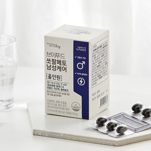 한국야쿠르트 브이푸드 쏘팔메토 남성케어 올인원 650mg 30캡슐 1개 - 상품 이미지