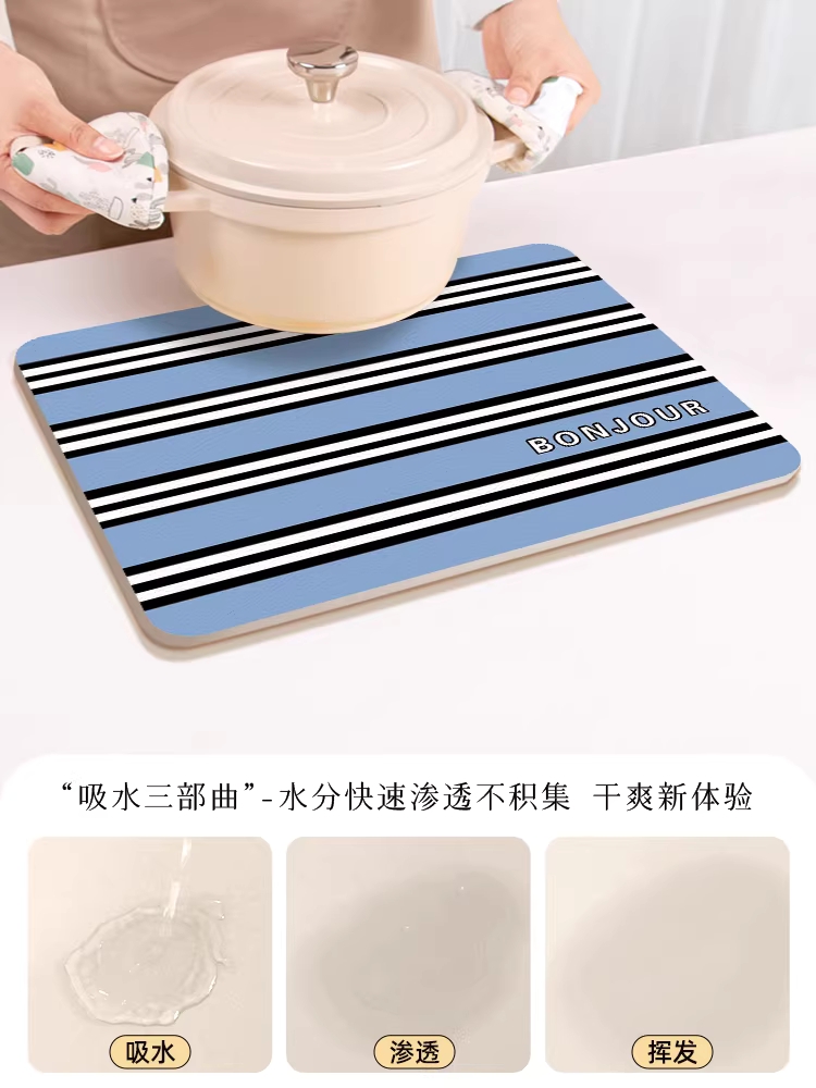 조리대 배수 매트 주방 용품 물기 싱크대 흡수 패드 14x14cm - 상세 이미지 5