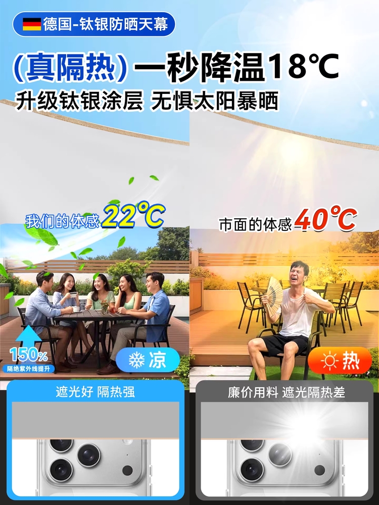 텐서 무타공어닝 접이식 차양막 기둥 수동 천막 - 상세 이미지 3