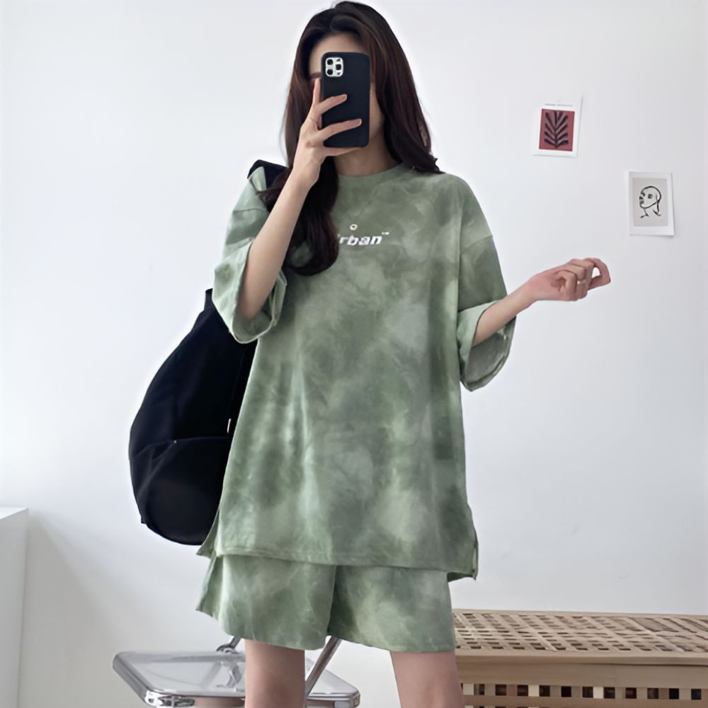 여성러닝복 반팔트레이닝셋업 여성헬스복 여름상하세트 반바지 - 상세 이미지 3