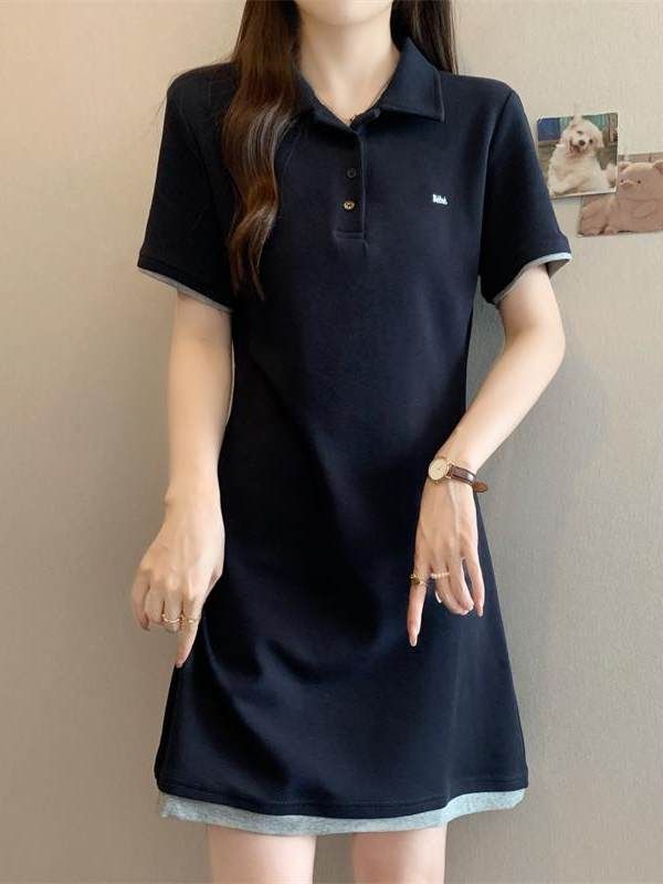 여성 폴로 카라 반팔 원피스 롱 데일리 캐주얼 데일리룩 - 상세 이미지 4