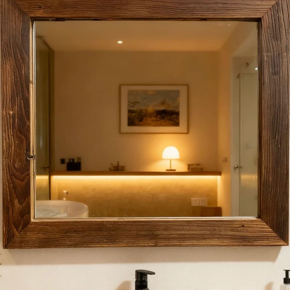 우드프레임전신거울 고재거울 신발장 부착식 원목 앤틱 감성 7090 - 상세 이미지 3