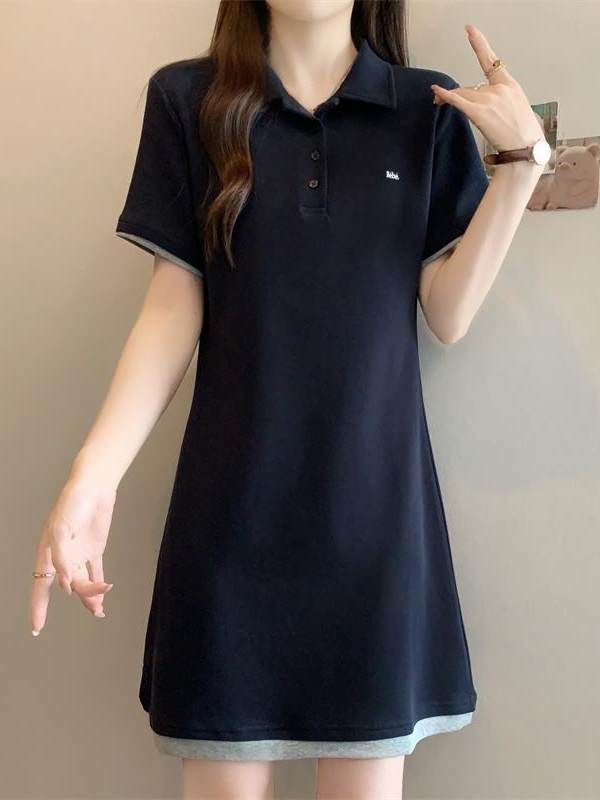 여성 폴로 카라 반팔 원피스 롱 데일리 캐주얼 데일리룩 - 상세 이미지 2
