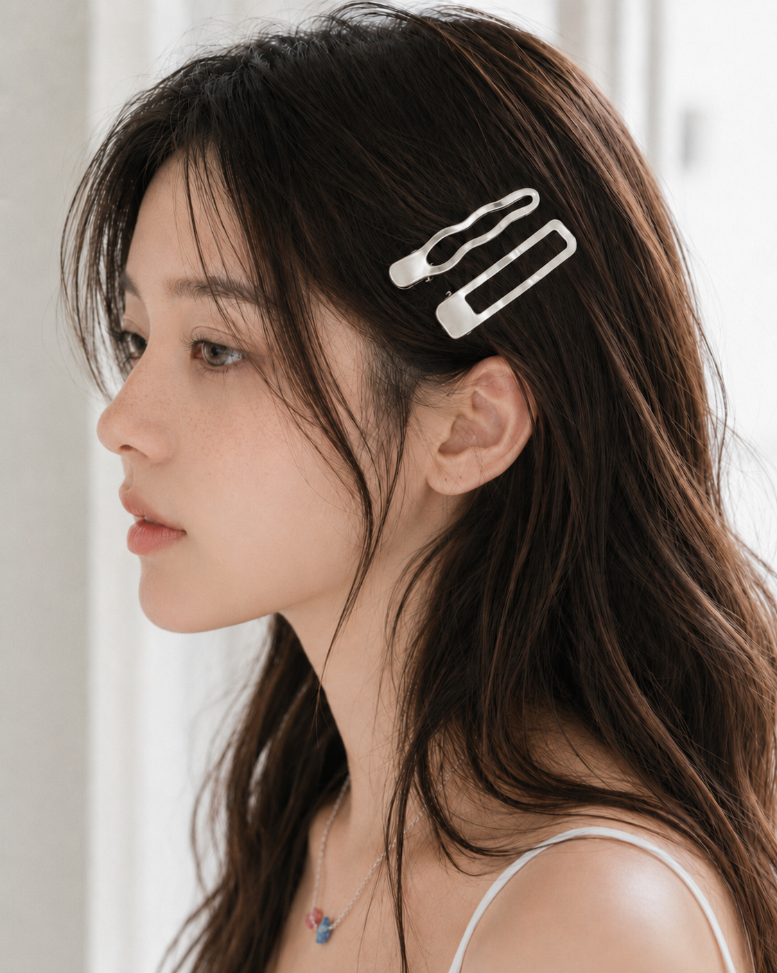 유광 무광 2type 메탈 사이드 헤어핀 (웨이브 / 스퀘어) - 상품 이미지