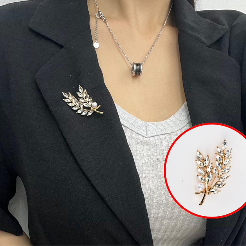 미니사이즈 가방파우치장식진주옷핀 모자베레모액세사리브로치 월계수 - 상세 이미지 3
