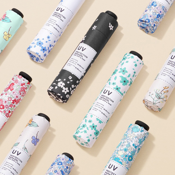 130g 우산 휴대용 자외선 차단 UV 초경량 꽃무늬 양우산 가벼운 튼튼한 암막 패션 - 상품 이미지