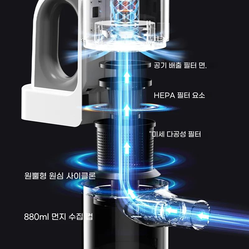 무선 진공 하드 바닥 카펫 애완동물 털 제거 하얀색 이미지 6